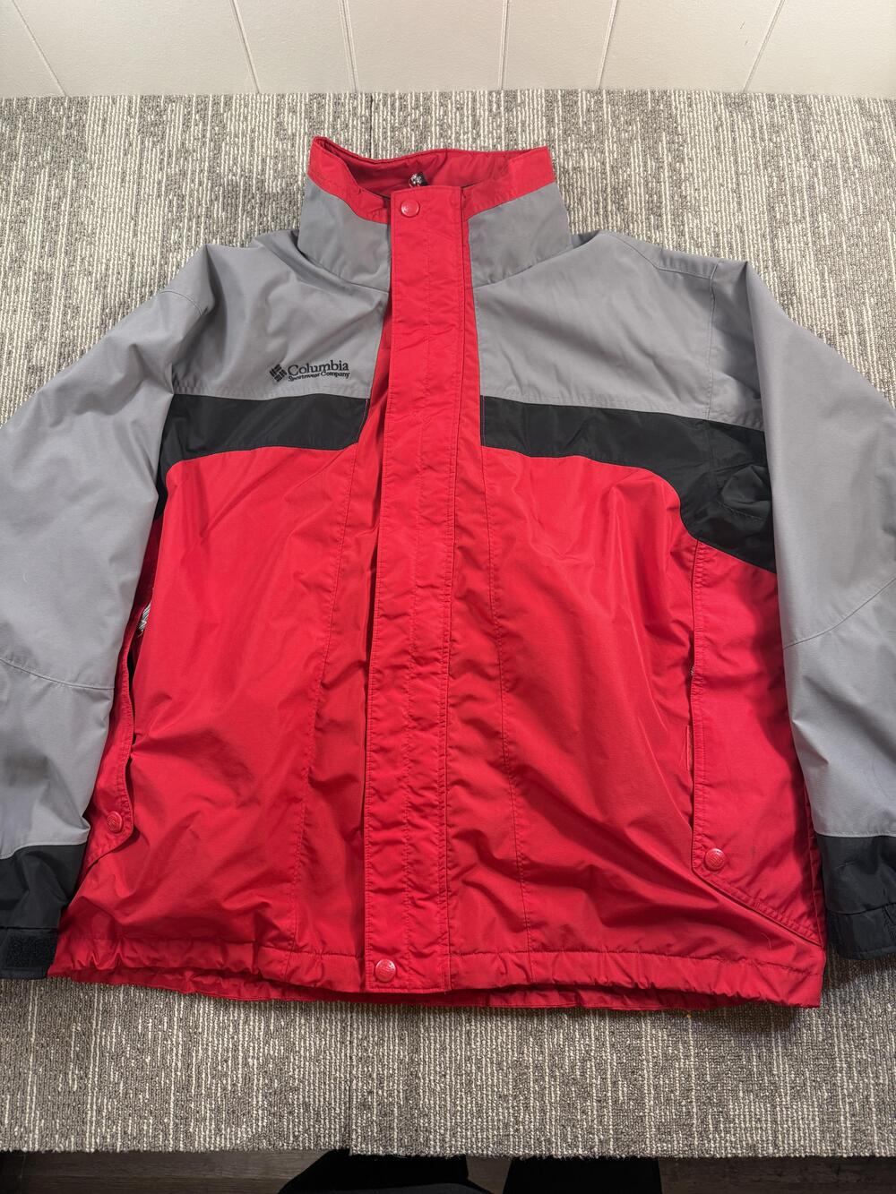 Columbia Jacket Mens XL Red Gray Core Interchange Ski Winter Coat Outdoor Shell